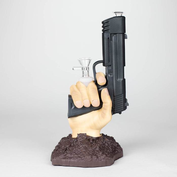 A bong with a pistol in hand Resin · Silicone · Plastic Bong YHS Smoke