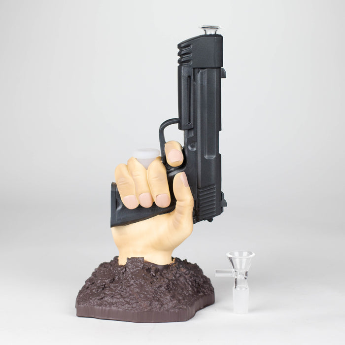 A bong with a pistol in hand Resin · Silicone · Plastic Bong YHS Smoke