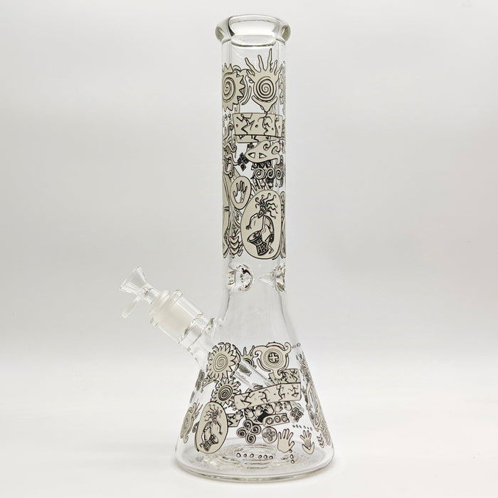 Glow in the dark 14" 7mm Egyptian Design Bong Glass Bong Super Supplys Inc