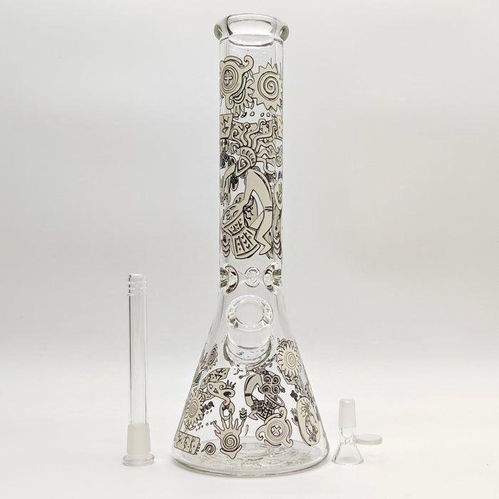 Glow in the dark 14" 7mm Egyptian Design Bong Glass Bong Super Supplys Inc
