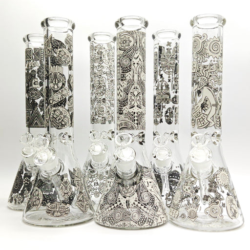 Glow in the dark 14" 7mm Egyptian Design Bong Glass Bong Super Supplys Inc