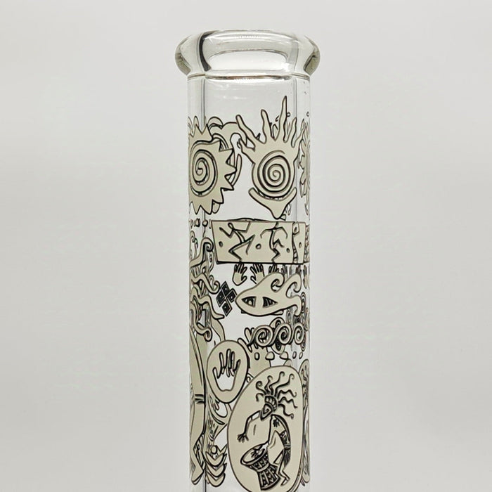 Glow in the dark 14" 7mm Egyptian Design Bong Glass Bong Super Supplys Inc