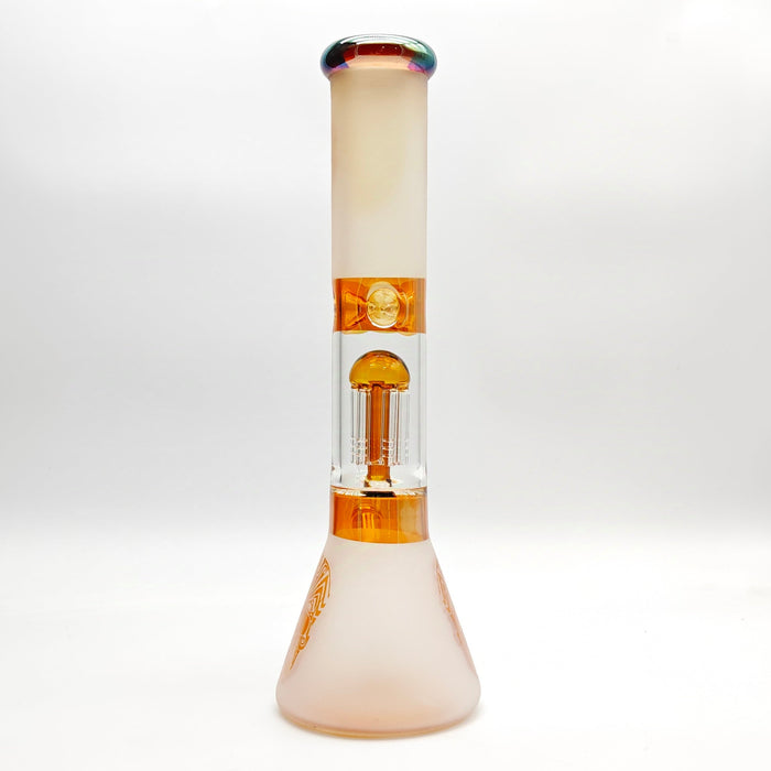 14" Electroplate Skull Design Percolator Beaker Glass Bong Super Supplys Inc