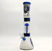 14" Electroplate Skull Design Percolator Beaker Glass Bong Super Supplys Inc Blue
