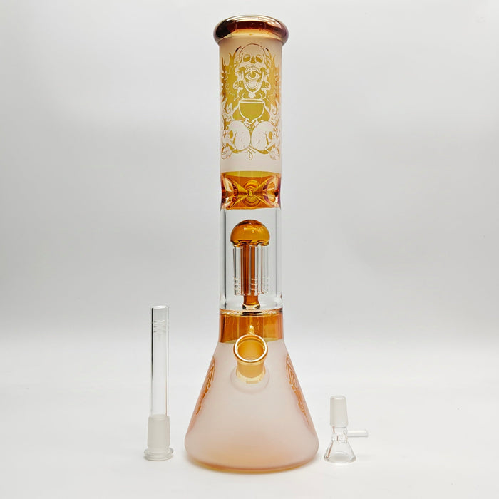 14" Electroplate Skull Design Percolator Beaker Glass Bong Super Supplys Inc