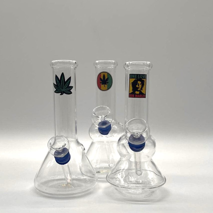 Stamped Glass Water Pipe 6" Assorted Designs — Bong Outlet Canada