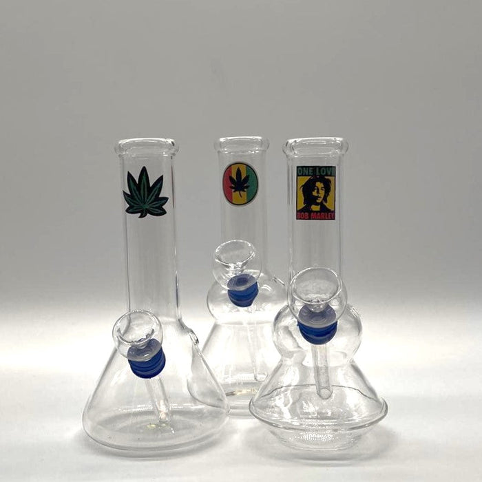 Stamped Glass Water Pipe 6" - Assorted Designs Glass Bong NIBO Distribution