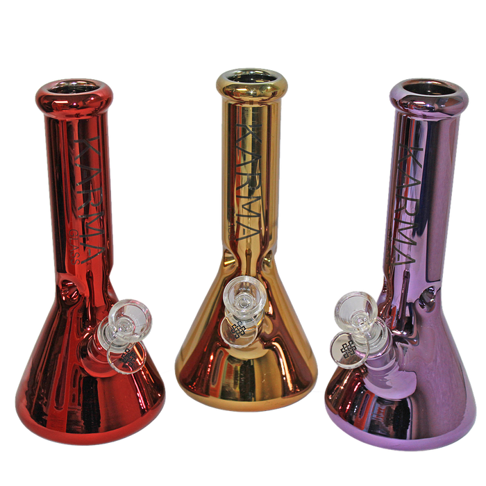 Karma | Glass Bong 9" Beaker Metallic Glass Bong Maq Distributors