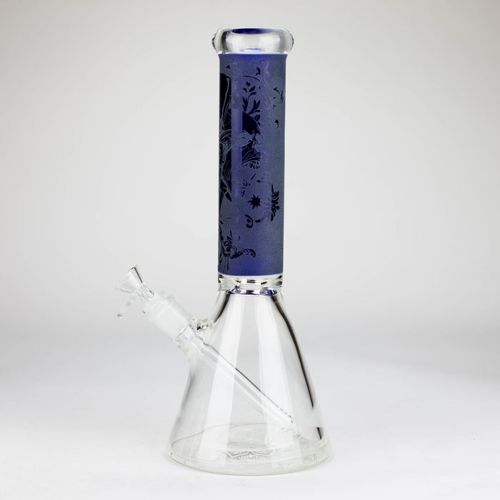 14" High Quality engraved Beaker Glass Bong [C2664-3] Glass Bong Canadian Distributor