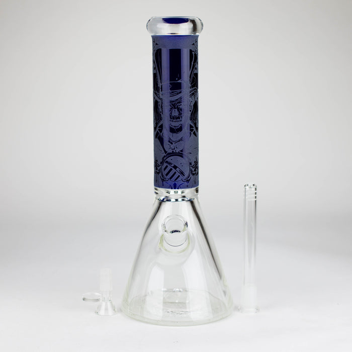 14" High Quality engraved Beaker Glass Bong [C2664-3] Glass Bong Canadian Distributor