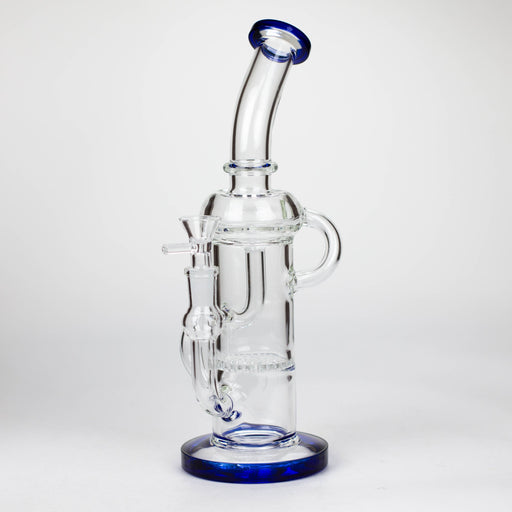 11″ Straight Tube Glass Recycler Bong With Color Base [C1556] Glass Bong Canadian Distributor Dark Blue