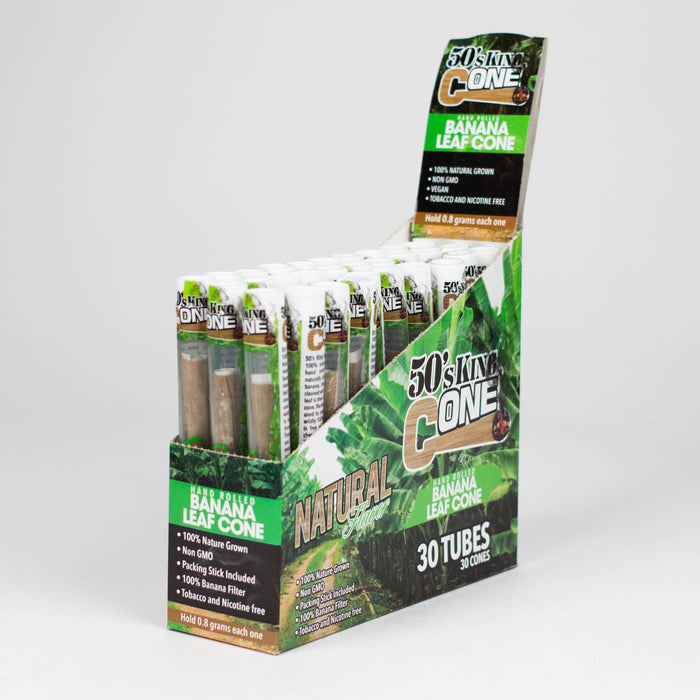 50's King Cone | Hand-Rolled Banana Leaf Cone Box of 30 Leaf Wrap BB Canada Natural