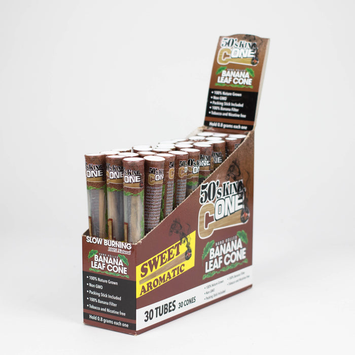 50's King Cone | Hand-Rolled Banana Leaf Cone Box of 30 Leaf Wrap BB Canada Sweet Aromatic