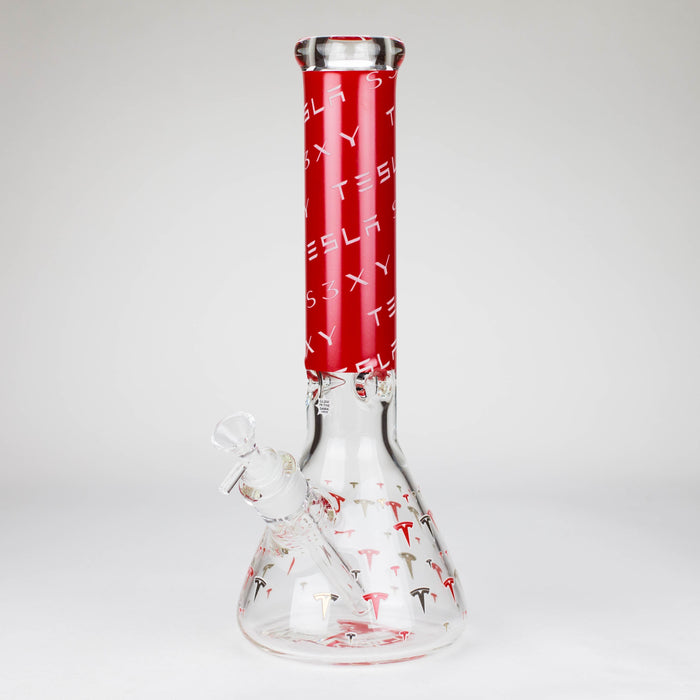 TSLA Glow in the Dark 14" 9 mm glass bong [PIP866] Glass Bong NIBO Distribution Design A