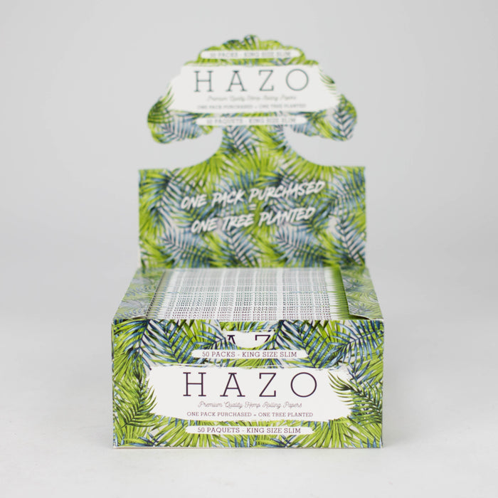 HAZO Hemp Rolling Papers | King Size Slim - Full Display of 50x Booklets | Plants 50 Trees! King Size HAZO