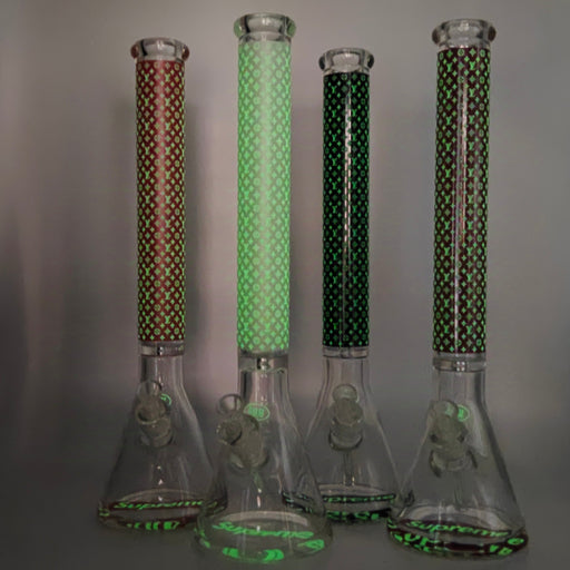 20" Stylish Designed 9mm Glow in the dark Glass Bong [LV205009] Glass Bong Super Supplys Inc