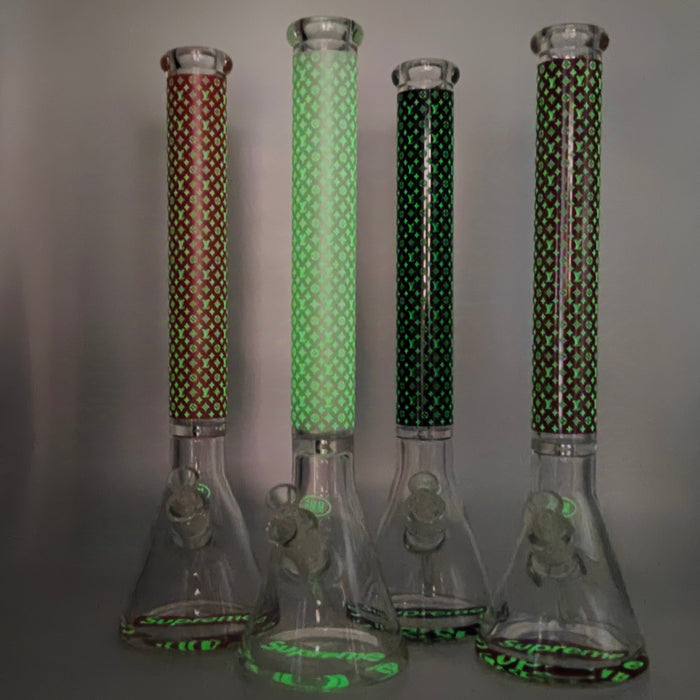 20" Stylish Designed 9mm Glow in the dark Glass Bong [LV205009] Glass Bong Super Supplys Inc