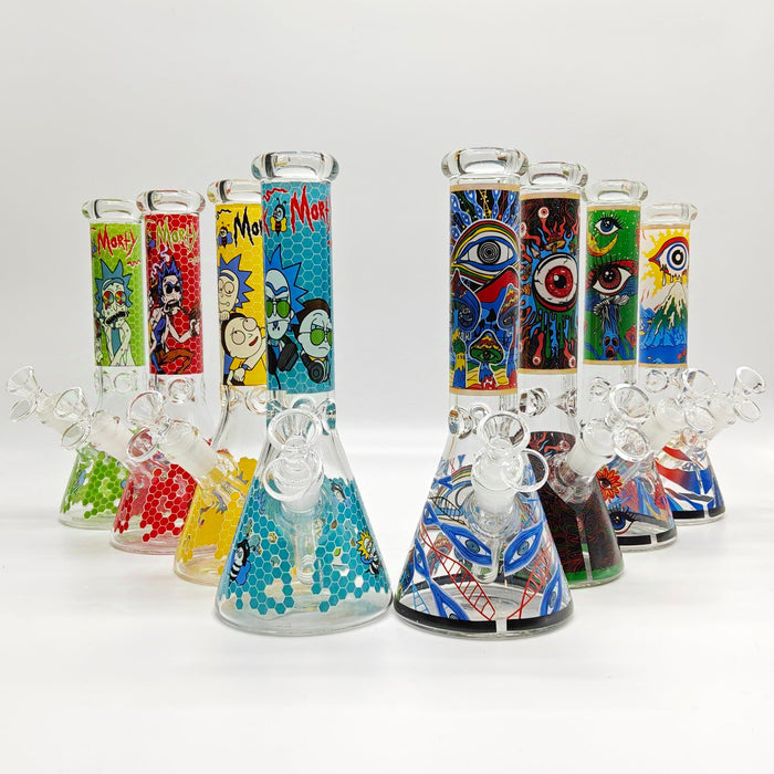 10" 5mm Assorted Design Beaker Bong [103805P] Glass Bong Super Supplys Inc