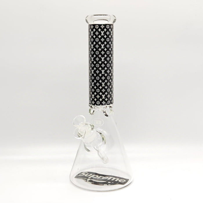 14" Stylish Designed 7mm Glow in the dark Glass Bong [LV145007] Glass Bong Super Supplys Inc Black