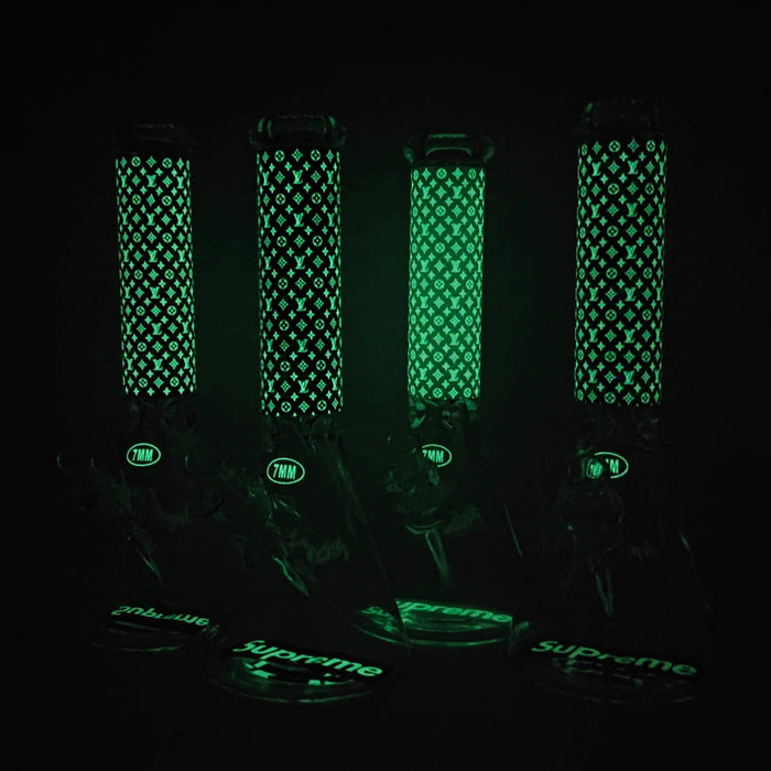 14" Stylish Designed 7mm Glow in the dark Glass Bong [LV145007] Glass Bong Super Supplys Inc