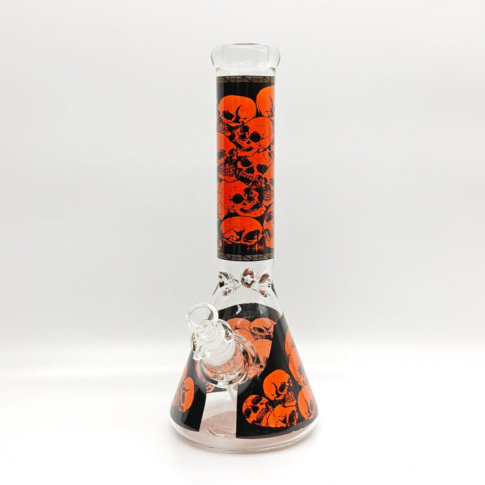 14" 7mm Skull Beaker Glass Bong [P8] Glass Bong Super Supplys Inc Orange