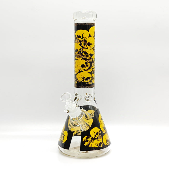 14" 7mm Skull Beaker Glass Bong [P8] Glass Bong Super Supplys Inc Yellow