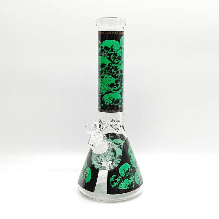 14" 7mm Skull Beaker Glass Bong [P8] Glass Bong Super Supplys Inc Green