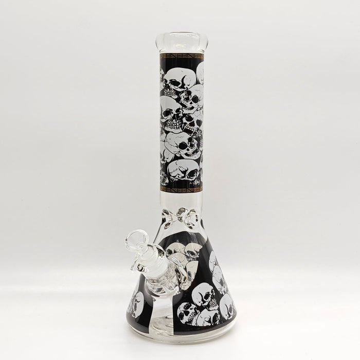 14" 7mm Skull Beaker Glass Bong [P8] Glass Bong Super Supplys Inc White