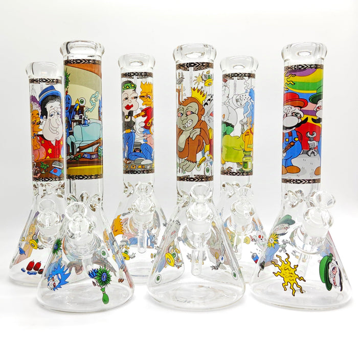 14" 7mm Novelty Design Beaker Glass Bong [240612] Glass Bong Super Supplys Inc