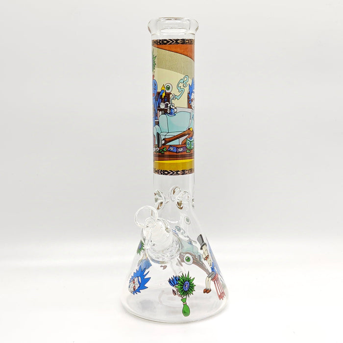 14" 7mm Novelty Design Beaker Glass Bong [240612] Glass Bong Super Supplys Inc Design A