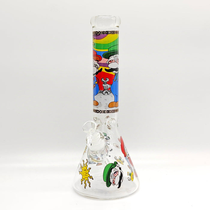 14" 7mm Novelty Design Beaker Glass Bong [240612] Glass Bong Super Supplys Inc Design C
