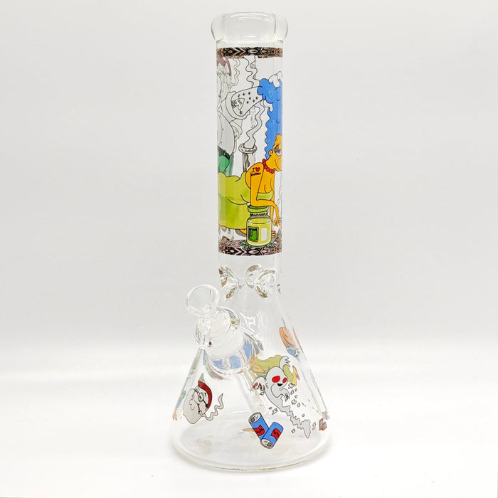 14" 7mm Novelty Design Beaker Glass Bong [240612] Glass Bong Super Supplys Inc Design F