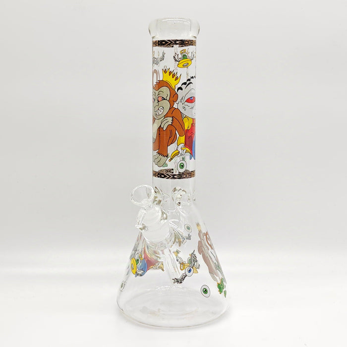 14" 7mm Novelty Design Beaker Glass Bong [240612] Glass Bong Super Supplys Inc Design B