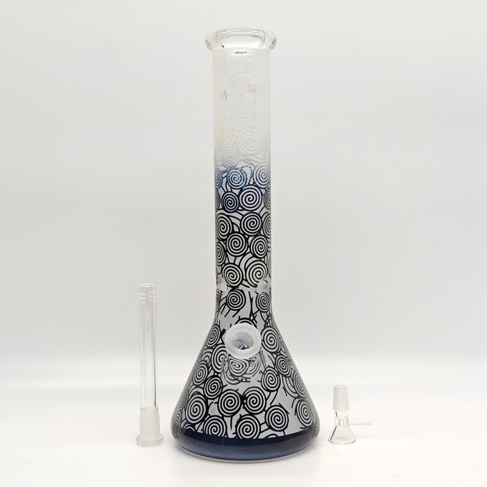 14" 5mm Abstract Design Beaker Glass Bong [LOT0072] Glass Bong Super Supplys Inc