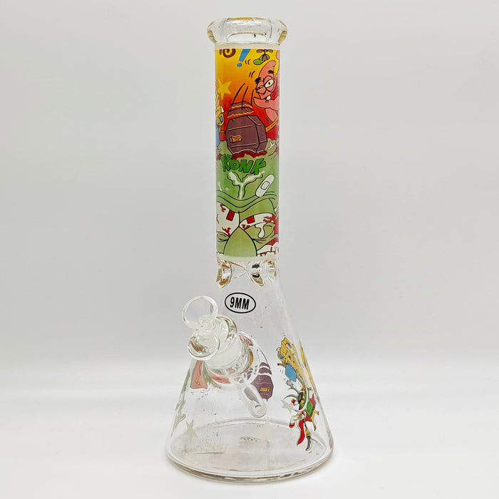 14" 9mm Cartoon Beaker Glass Bong [145009P] Glass Bong Super Supplys Inc Design D
