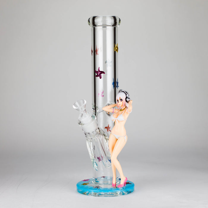 12" Figure Base Glass Bong Glass Bong JJ Distribution Design B (Tube)