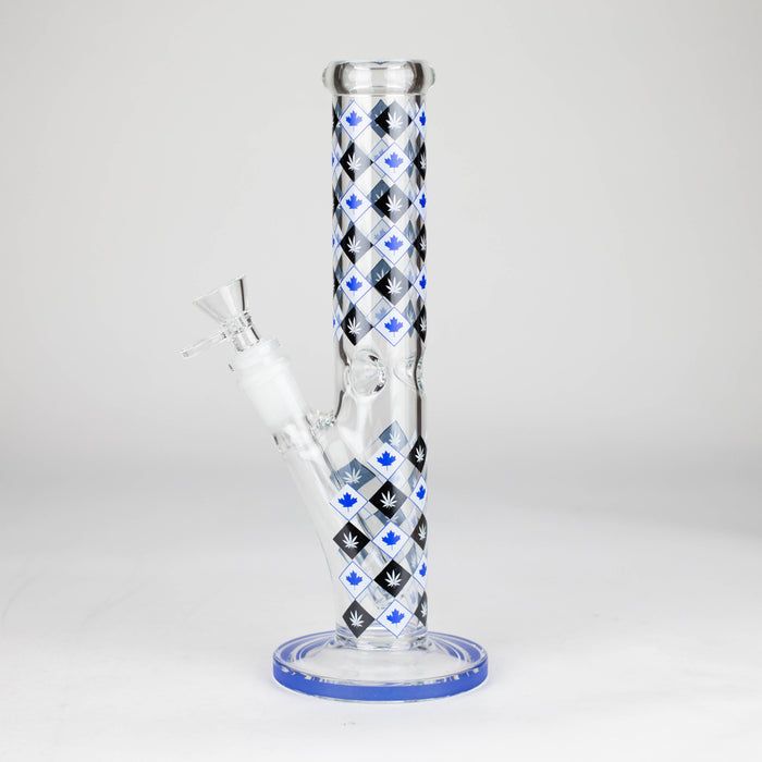 10" Color accented Staight Tube Glass Bong With Maple Leaf Design Glass Bong 777 Smoke