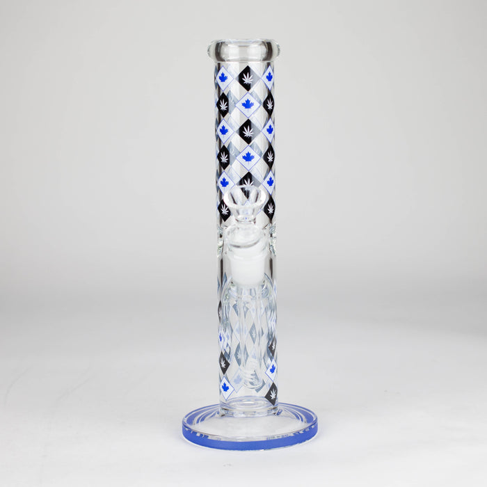 10" Color accented Staight Tube Glass Bong With Maple Leaf Design Glass Bong 777 Smoke