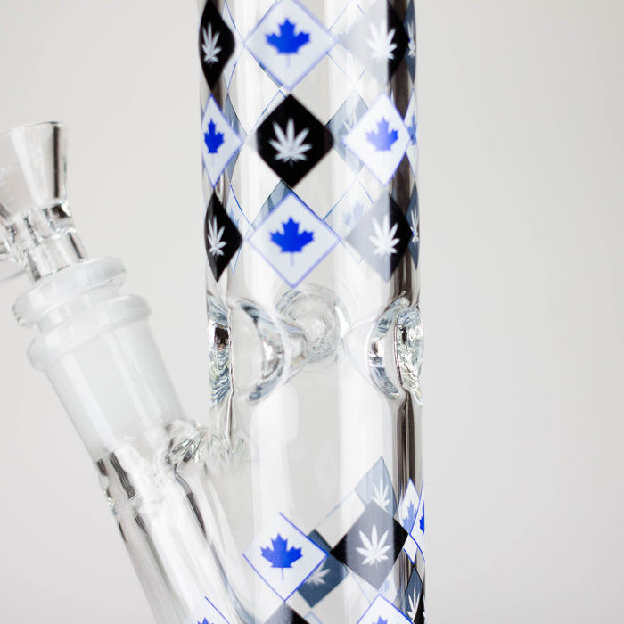 10" Color accented Staight Tube Glass Bong With Maple Leaf Design Glass Bong 777 Smoke