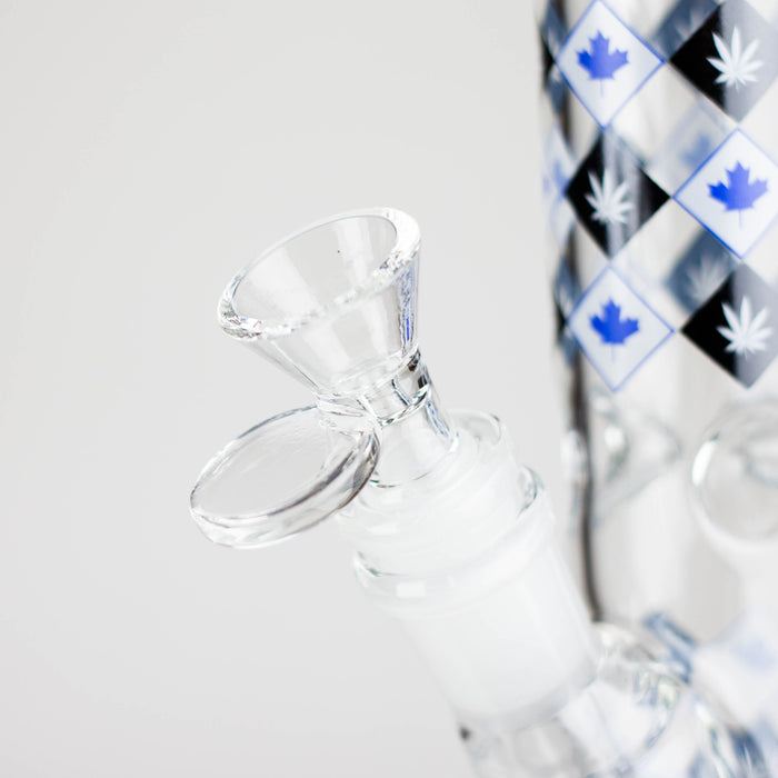 10" Color accented Staight Tube Glass Bong With Maple Leaf Design Glass Bong 777 Smoke