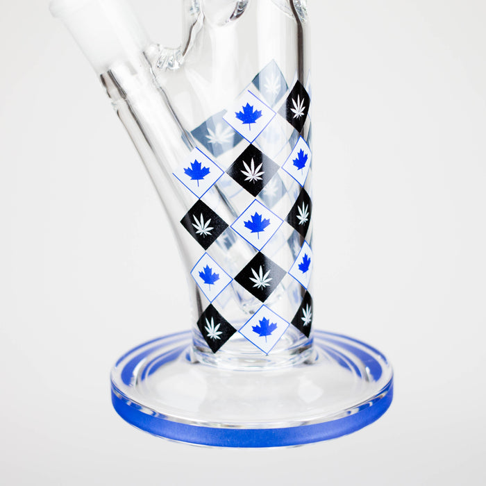 10" Color accented Staight Tube Glass Bong With Maple Leaf Design Glass Bong 777 Smoke