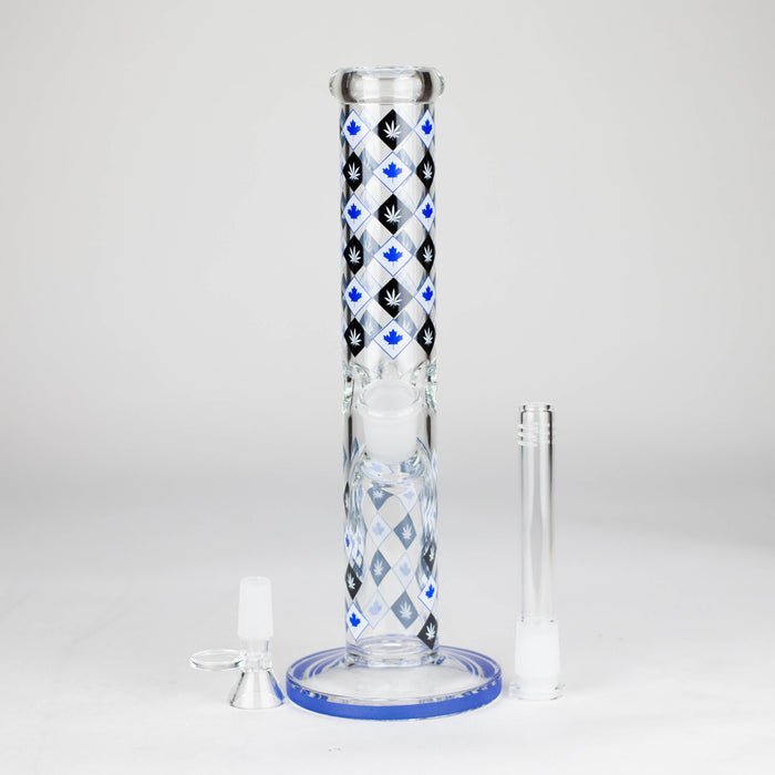 10" Color accented Staight Tube Glass Bong With Maple Leaf Design Glass Bong 777 Smoke
