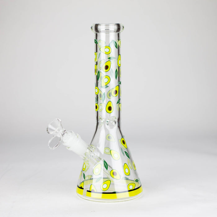 10" Glass Bong With Fruit Design Glass Bong 777 Smoke Avocado