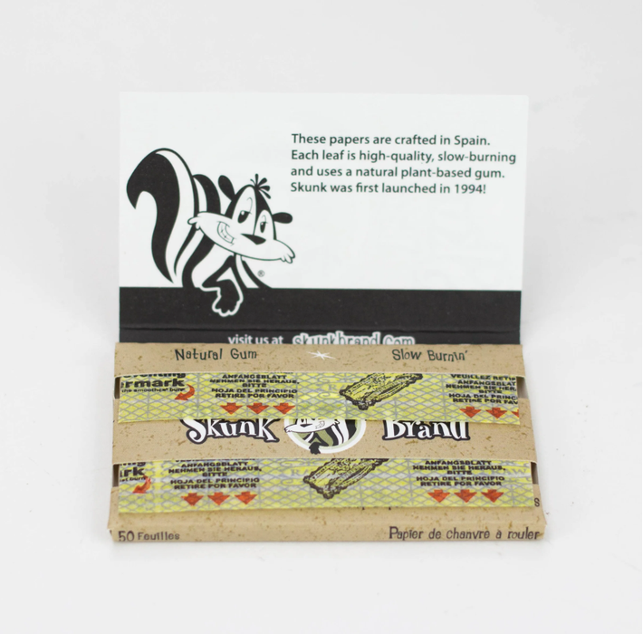 Skunk Brand | Hemp Rolling Papers Single Wide Box of 25 Single Wide Size NIBO Distribution