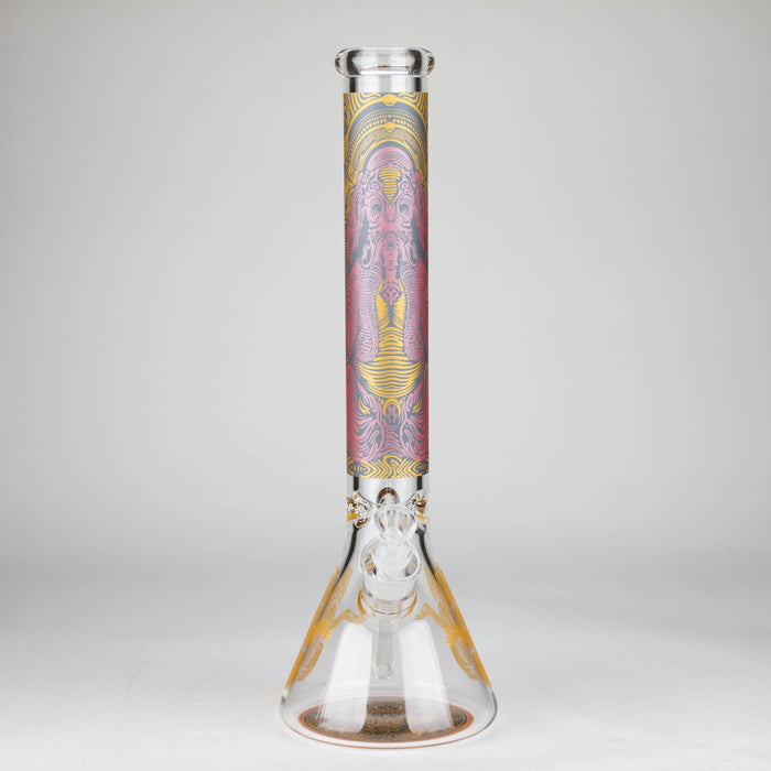 16" 7mm Artistic Design Beaker Glass Bong Super Supplys Inc Design B