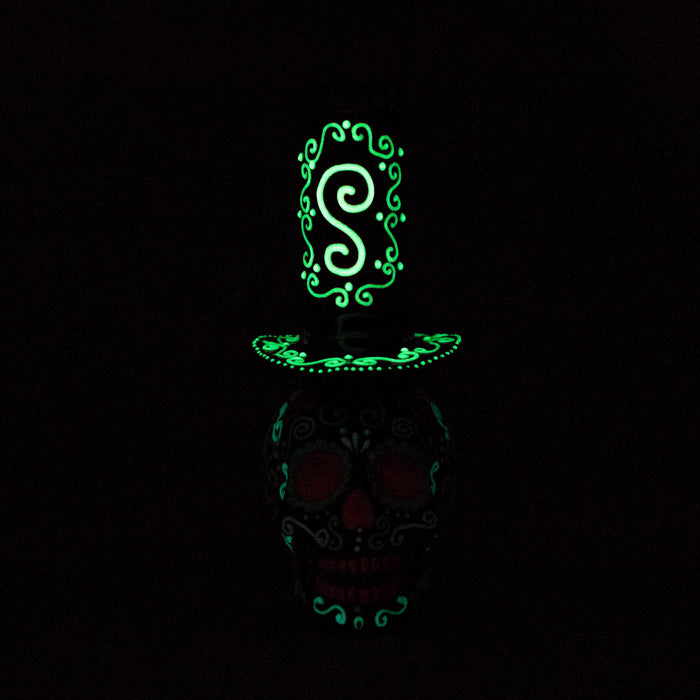 9" Wizard-Themed Sugar Skull Glow-in-the-Dark Glass Bong [SK14] Glass Bong BB Canada