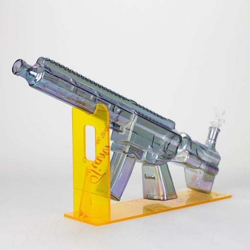 22" Electroplated Machin gun Design Glass Bong with Display Stand [GU003] Glass Bong BB Canada