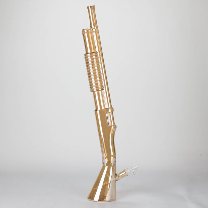 27" Electroplated Shotgun Design Glass Bong with Display Stand [GU004] Glass Bong BB Canada Amber