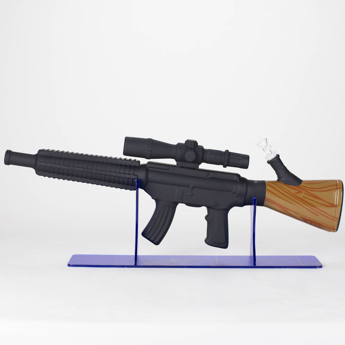 24" Painted Machin gun Design Glass Bong with Display Stand [GU007] Glass Bong BB Canada