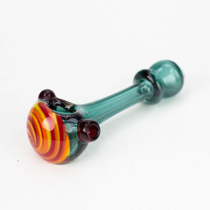 Shine Glassworks made in Canada | Crushed Opal Space fumed handpipe with spiral bowl Glass Pipe Smoking Cat Distribution Green